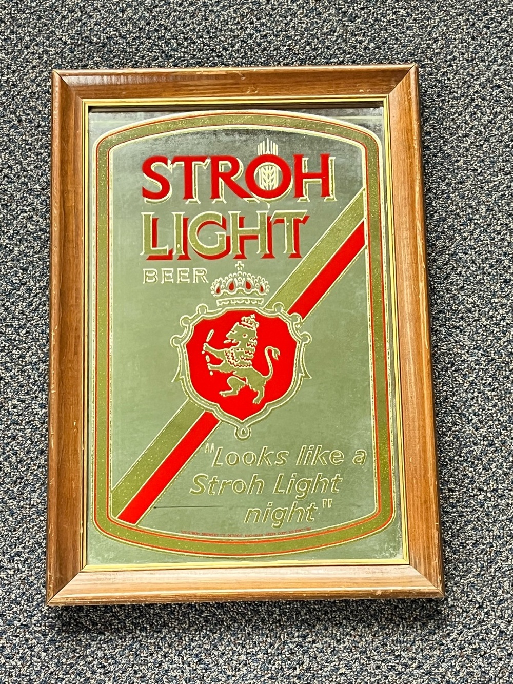 Strohs Beer Red & Gold Framed Wall Sign